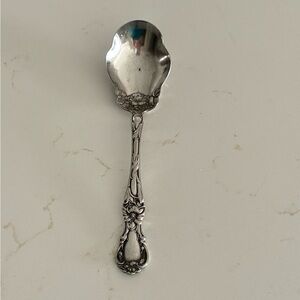 Ornate Floral Silverplate Sugar Spoon